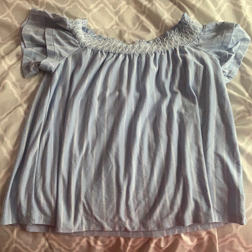 American eagle shirt cute baby blue with stripes
